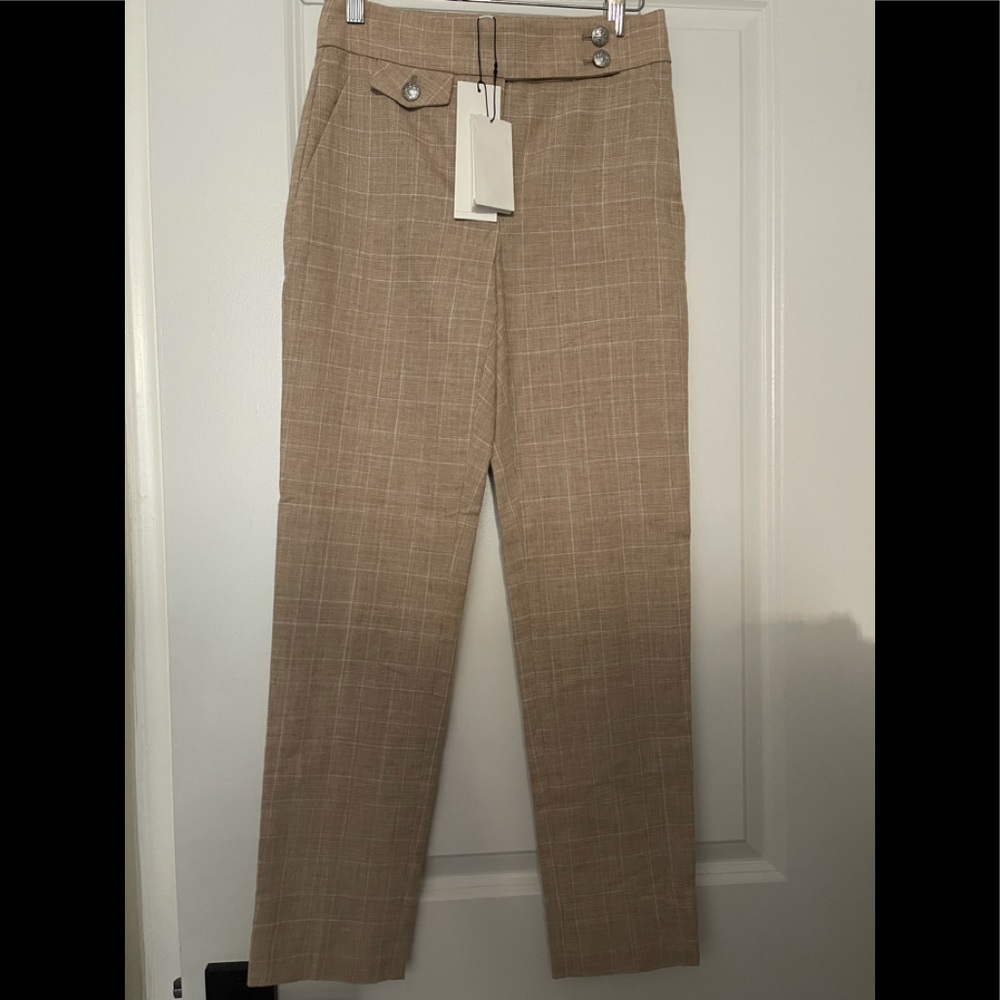 Veronica Beard Renzo pants in khaki color.